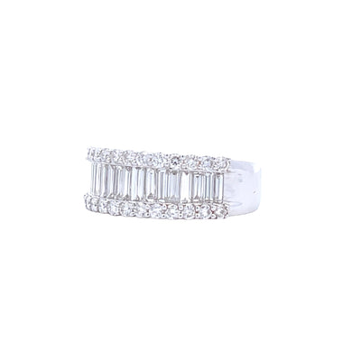 18K White Gold 1 3/4 CTW Round and Baguette Diamond Fashion Ring