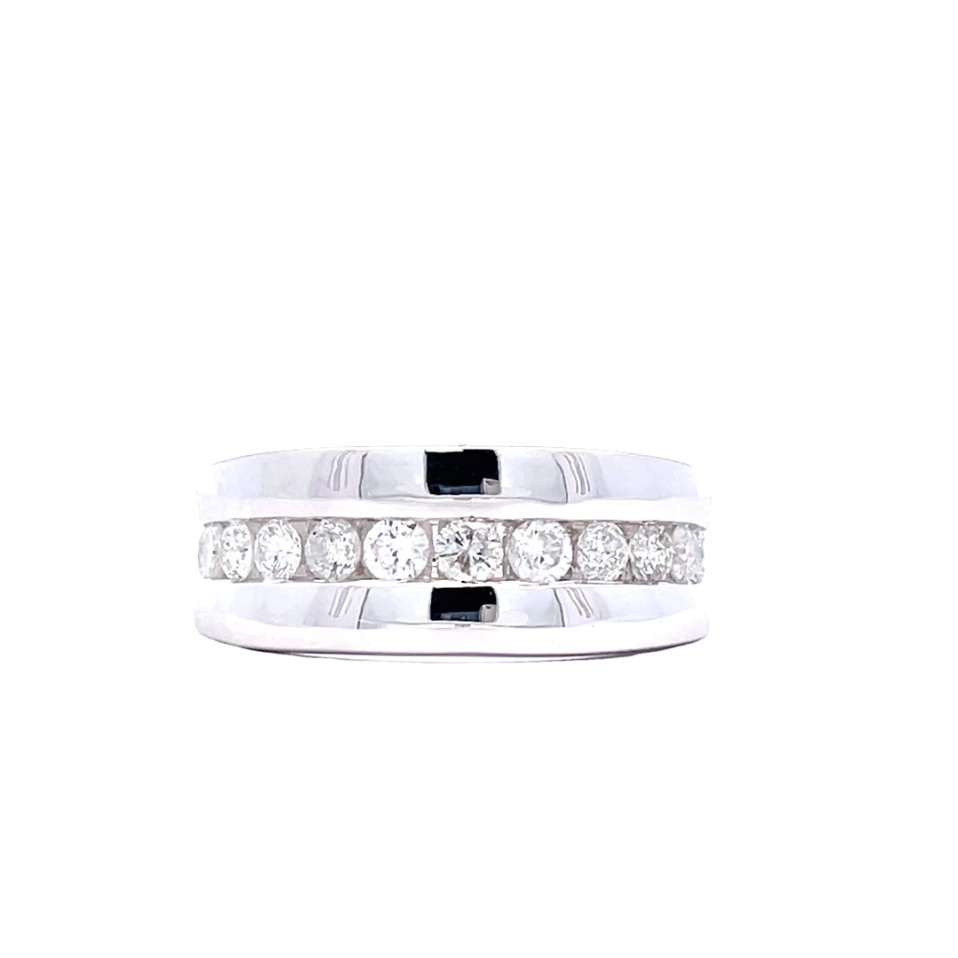 14K White 1.00 CTW Diamond Channel Set Gentlemen's Band