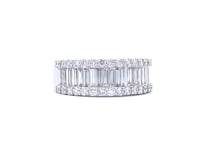 18K White Gold 1 3/4 CTW Round and Baguette Diamond Fashion Ring