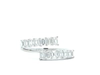 18K White Gold 1 1/10 CTW Emerald Cut Diamond Bypass Fashion Ring